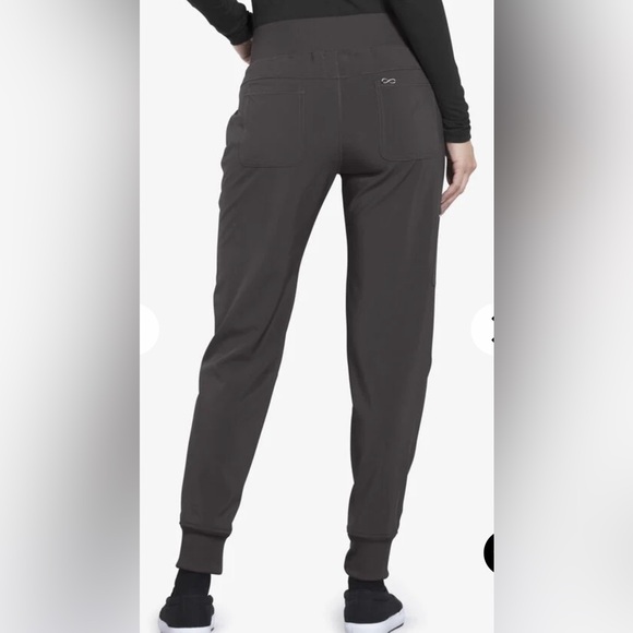 Cherokee infinity gray pewter scrub set round neck S top XS pet. Joggers NWT - Picture 13 of 15